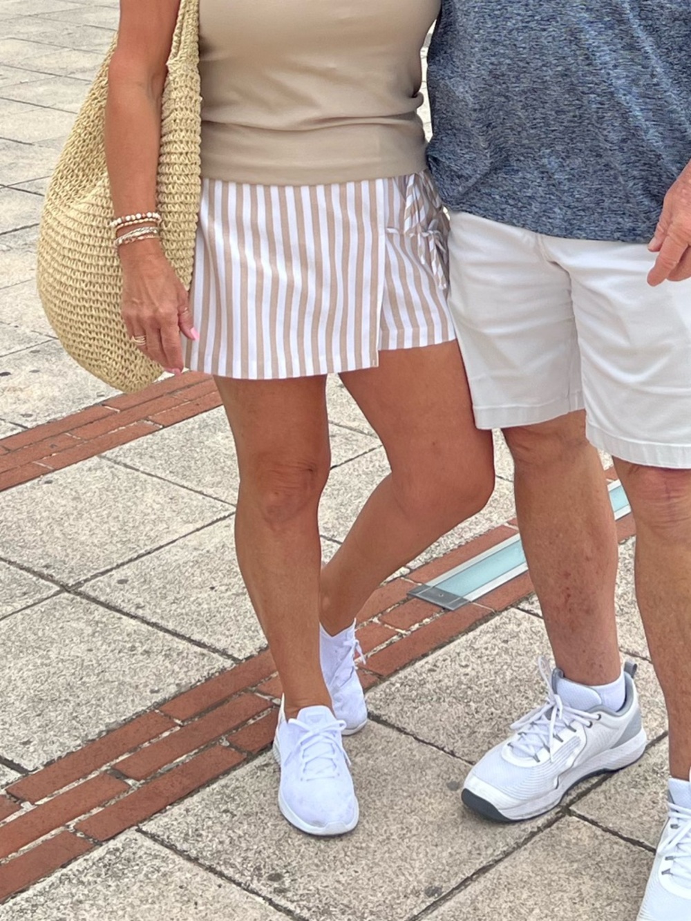 Like New! Striped Wrap Skort in White and Beige - Picture 10 of 10